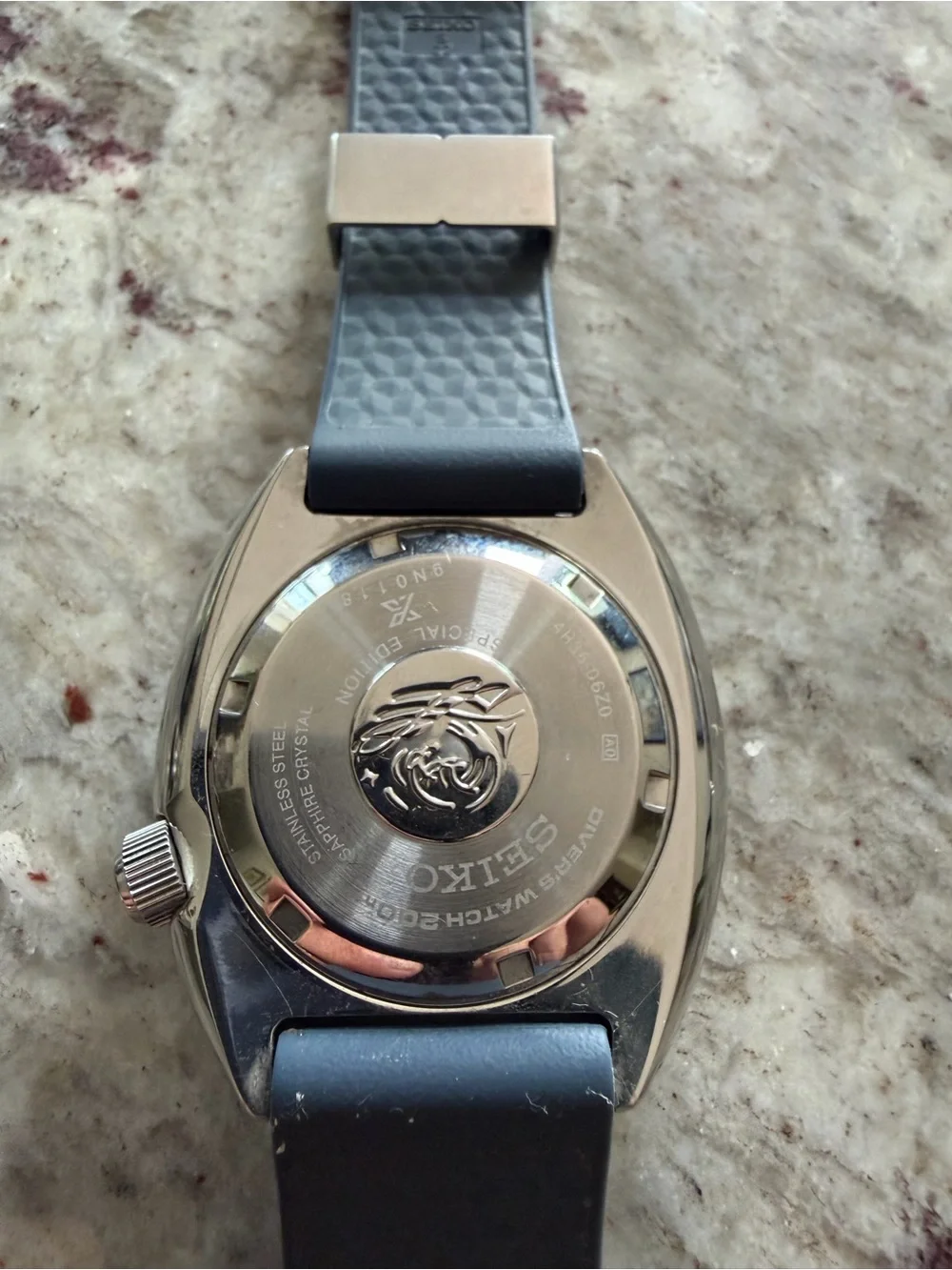 Seiko Blue Dial Automatic Diver Watch with Gold Accents